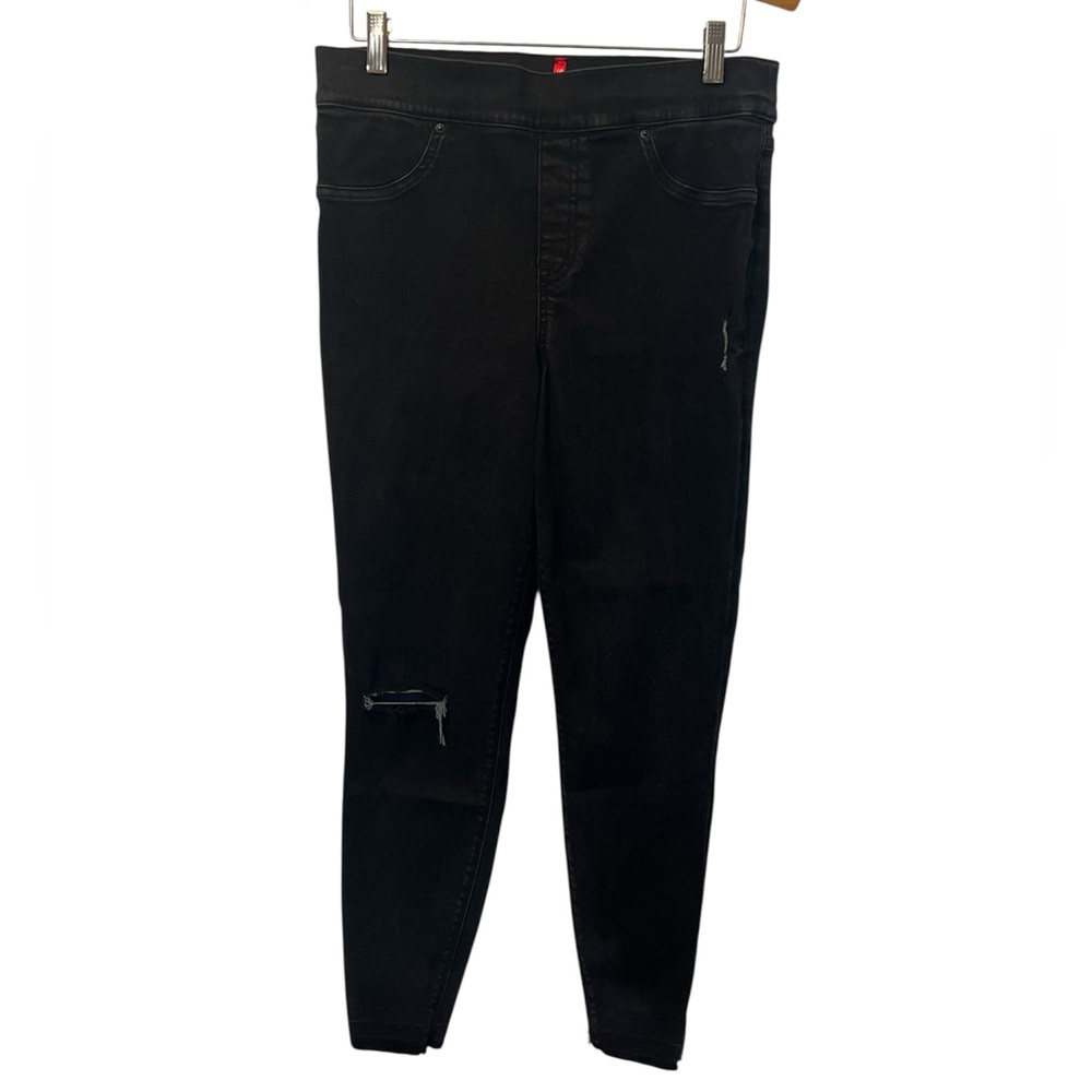 Spanx Distressed Ankle Skinny Jeans Black Size L